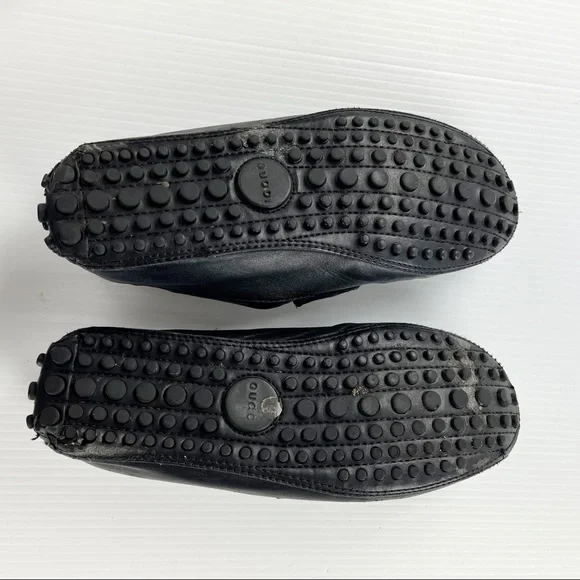 Gucci Black Leather Horsebit Driver Web Loafers Shoes - Picture 4 of 8